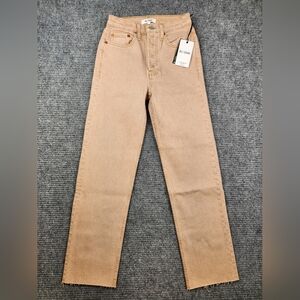 RE/DONE NWT 70s Ultra High Rise Stove Pipe Washed Khaki Sz 23. 193-3WUHRSTV $285